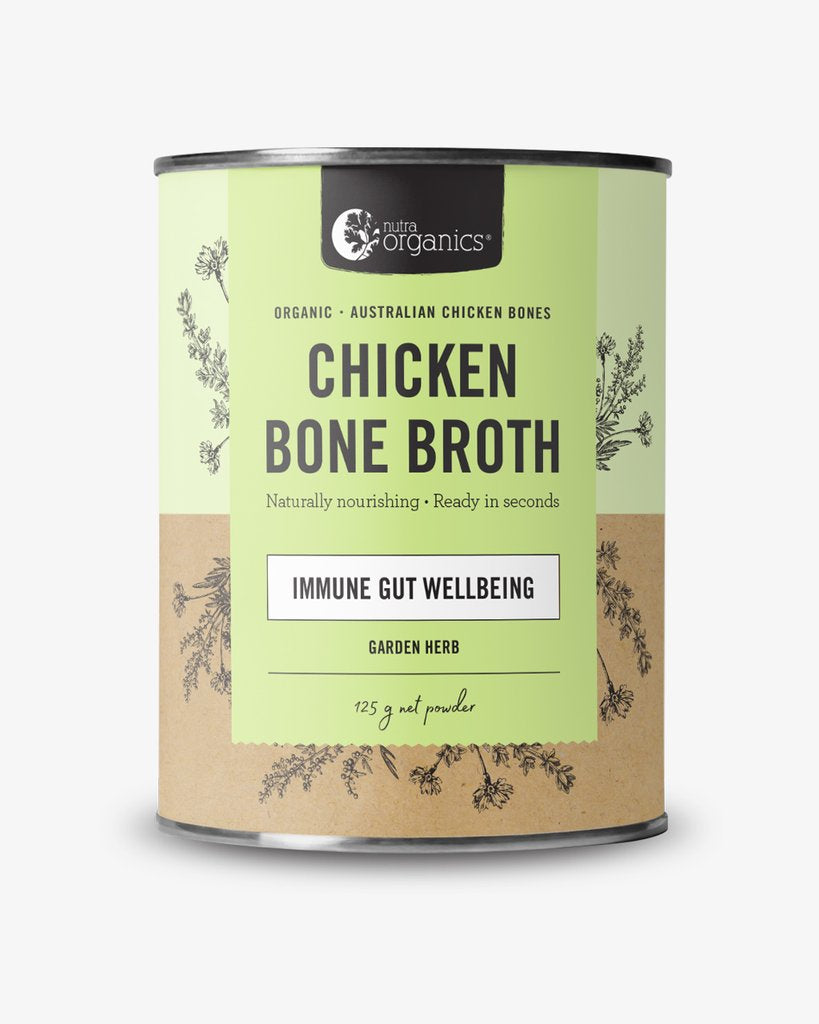 Nutra Organics Chicken Bone Broth Powder - Garden Herb 125g