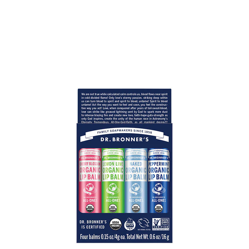 Dr Bronner's Organic Lip Balm 4 Pack