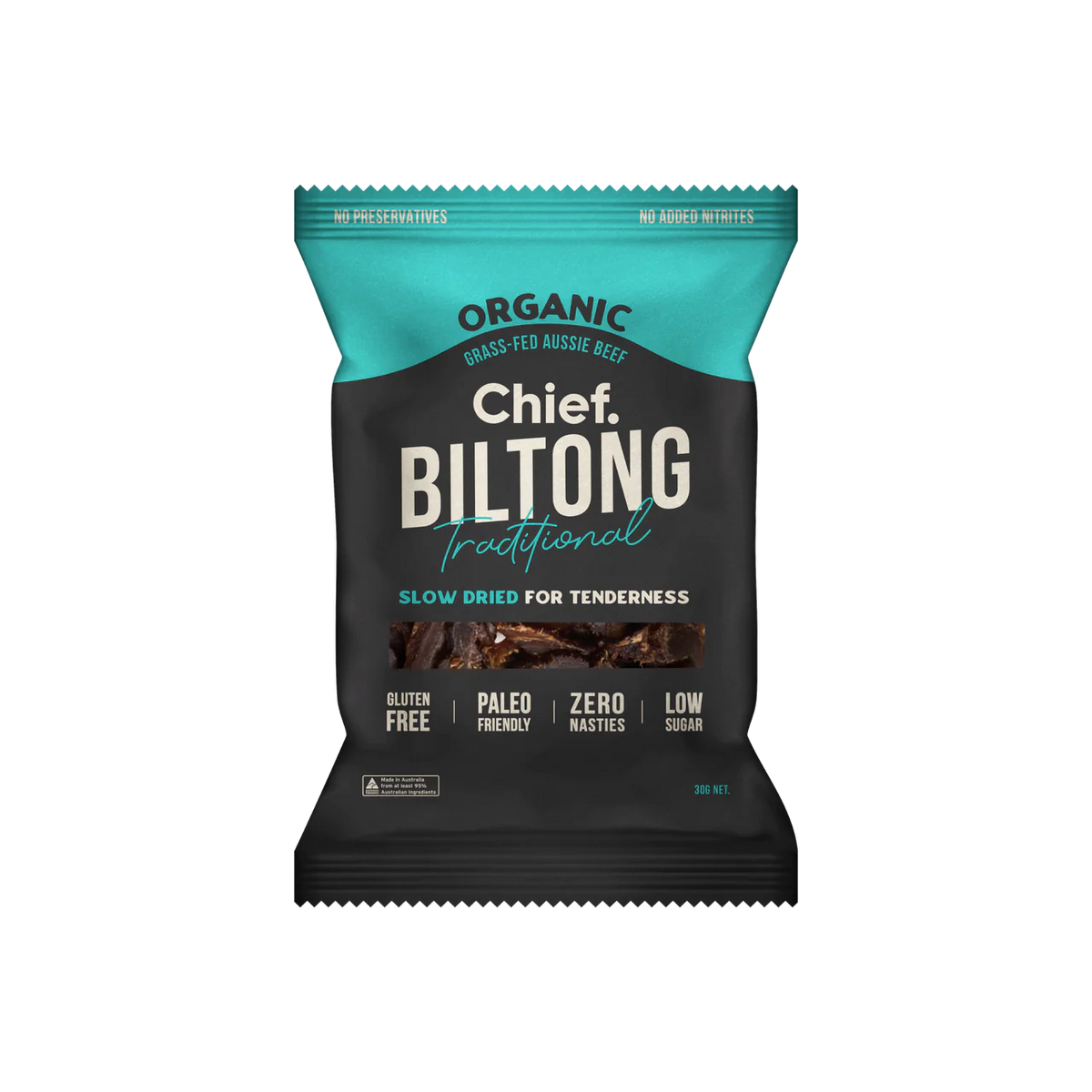 Chief Organic Grass Fed Beef Biltong Traditional 30G