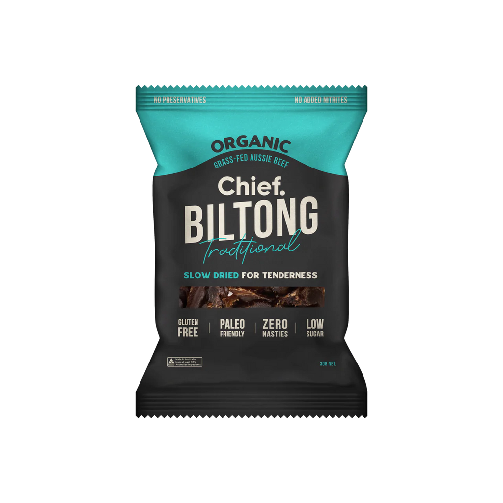 Chief Organic Grass Fed Beef Biltong Traditional 30G
