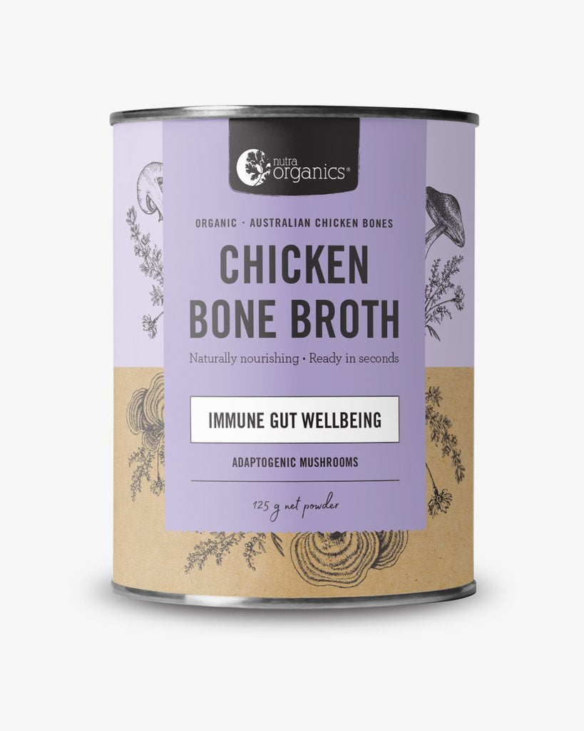 Nutra Organics Chicken Bone Broth Powder - Adaptogenic Mushrooms - 125g
