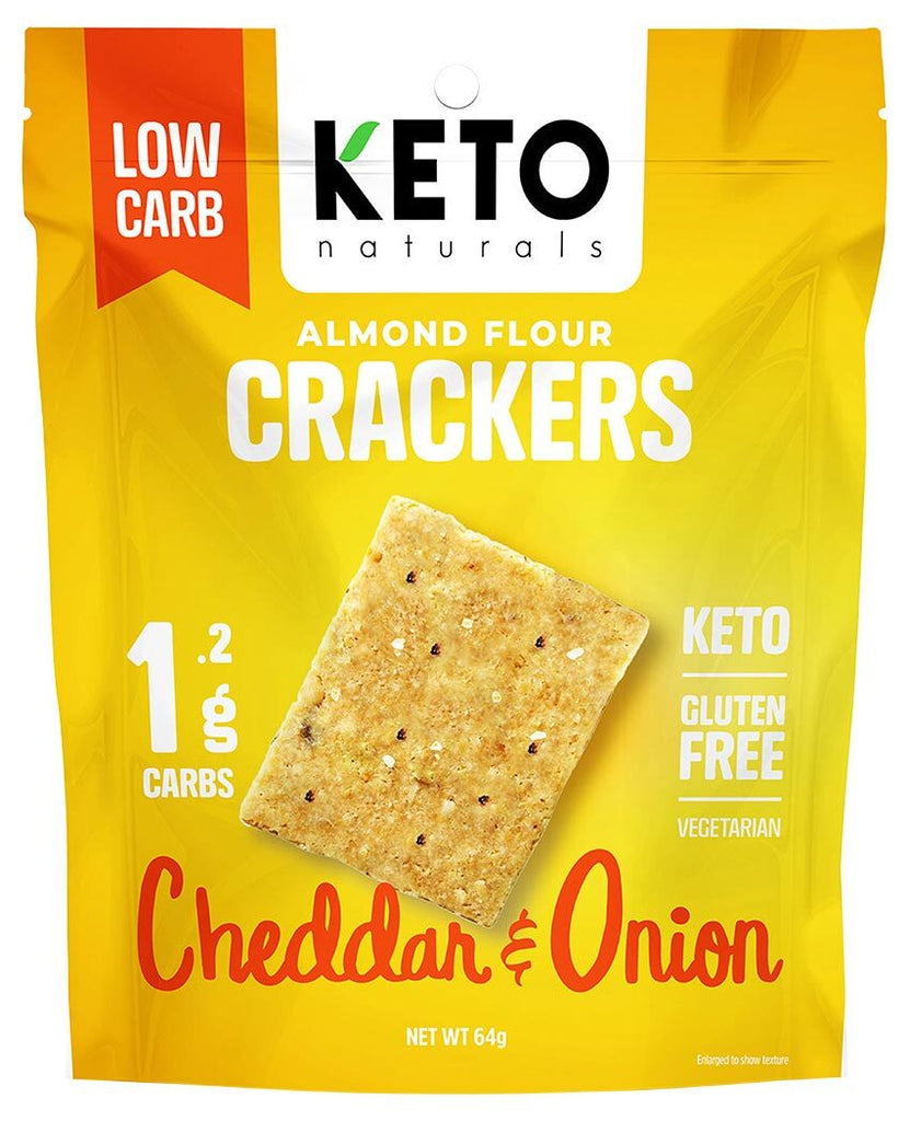 Keto Naturals Almond Flour Crackers - Cheddar & Onion 64g