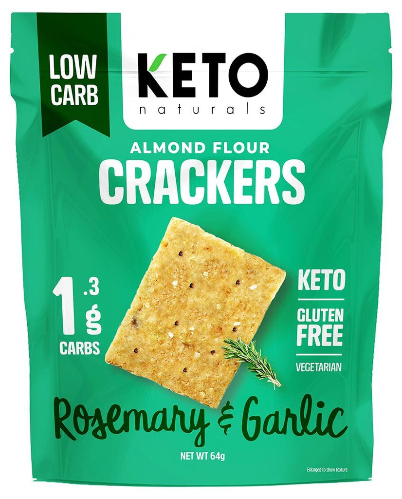Keto Naturals Almond Flour Crackers - Rosemary & Garlic 64g